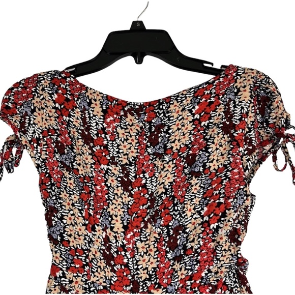 Free People Miss Right Mini Dress Floral Print Cap Sleeve Keyhole Cut Out  Sz: S - Picture 7 of 8